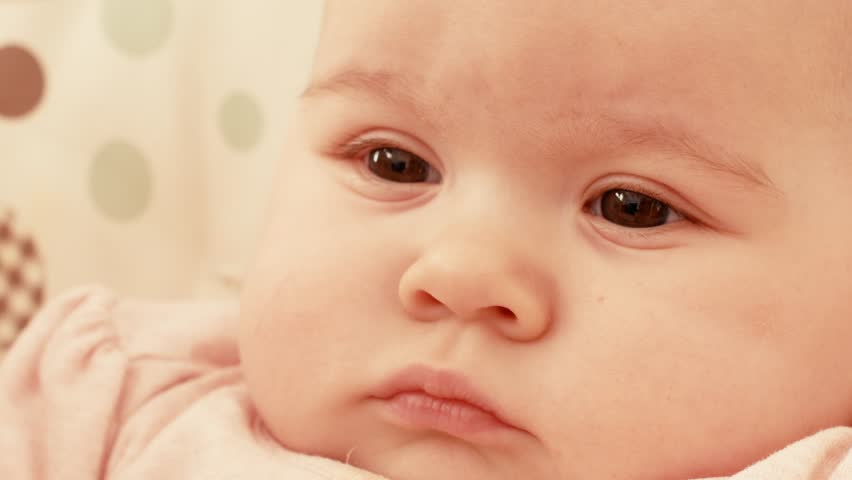 Close Up on Face of Cute Little Baby Girl