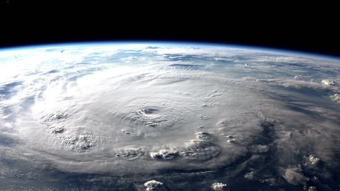 Large hurricane making landfall. (Elements furnished by NASA)