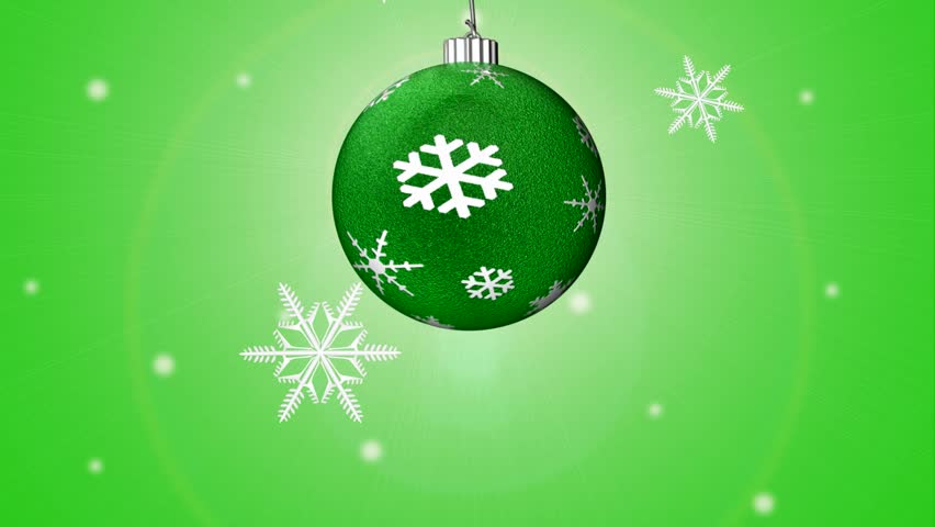 Green Bauble with snow. HD1080 Loopable.