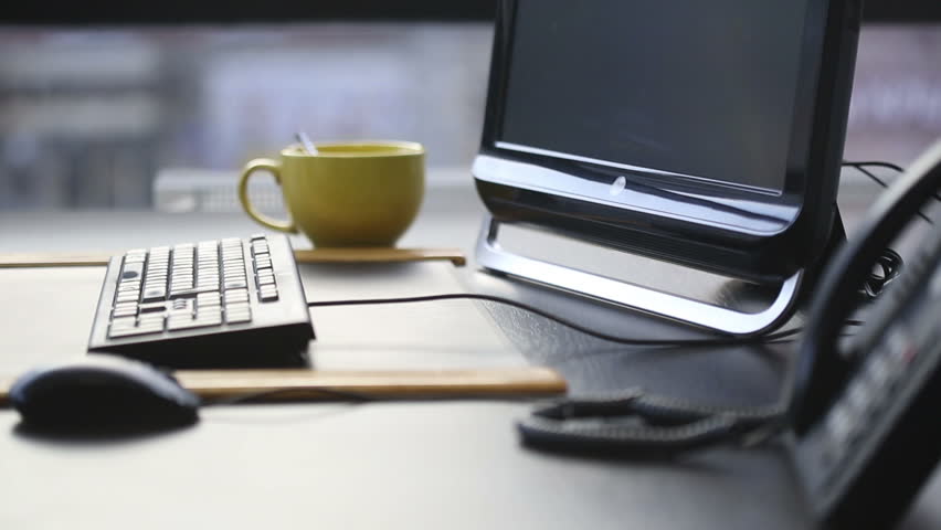 Empty Workplace In The Office Stock Footage Video 100 Royalty Free 5300018 Shutterstock