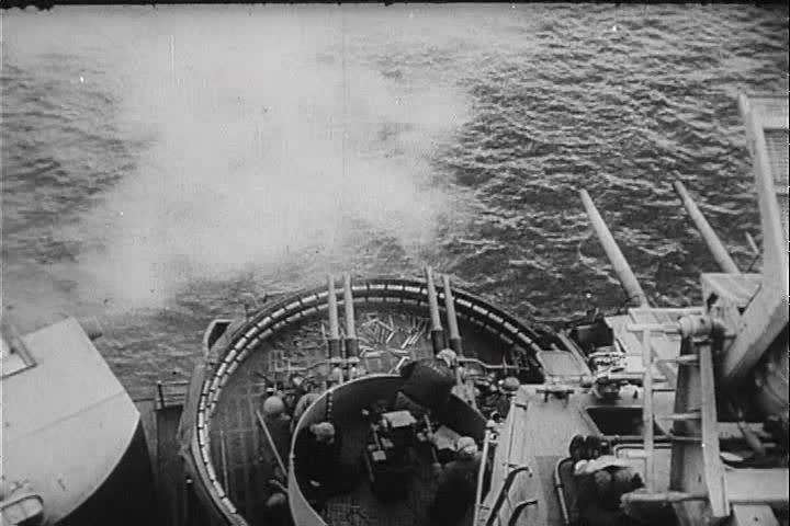 Japanese kamikaze pilots attack US navy ships in World War Two.