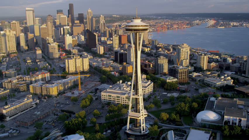 Seattle - July 2013: Aerial Stock Footage Video (100% Royalty-free