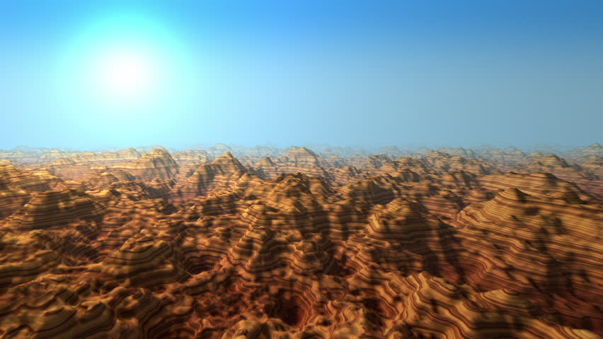 Flying over a stylized mountain landscape. Animation created in After Effects.