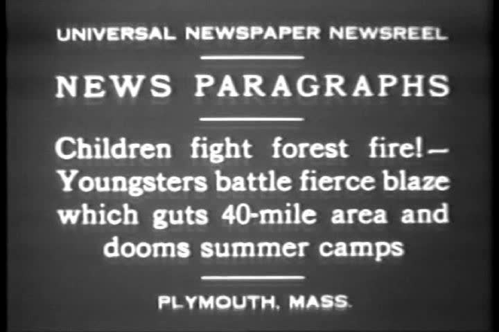 Children fight a forest fire in 1930 near Plymouth Massachusetts.