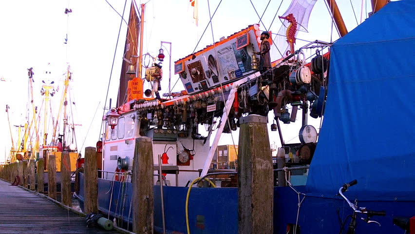 Port in a small town Breskens (Netherlands). Fish shop.