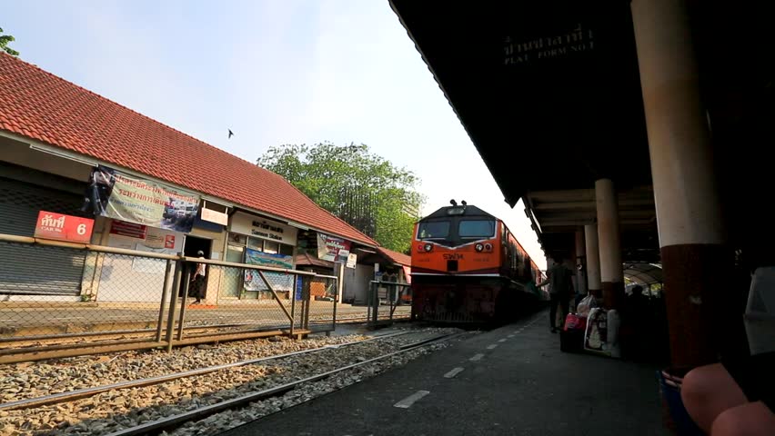 BANGKOK, THAILAND - CIRCA DECEMBER: Train arrive at Sam Sen Railway Station, on