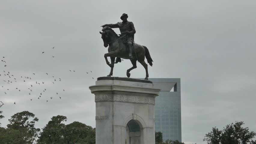 Houston, Texas - November 20, 2013 - Medium shot of the Sam Houston Statue in Houston, Texas.