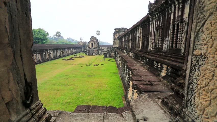 Tourist visit Angkor Wat Temple. Angkor Wat ancient Khmer temple, the famous