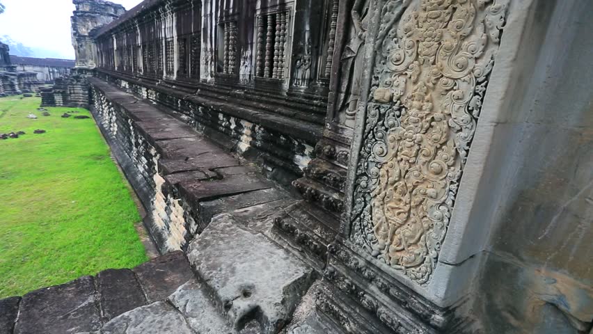 Panoramic view of Angkor Wat ancient Khmer temple, the famous tourist attraction