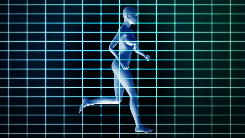 Medical EKG and woman running,loop
