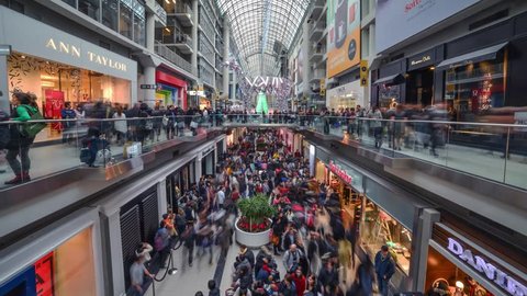TORONTO - DECEMBER 26: Shoppers visit the mall in Toronto, Canada on the Boxing Day, December 26, 2013.