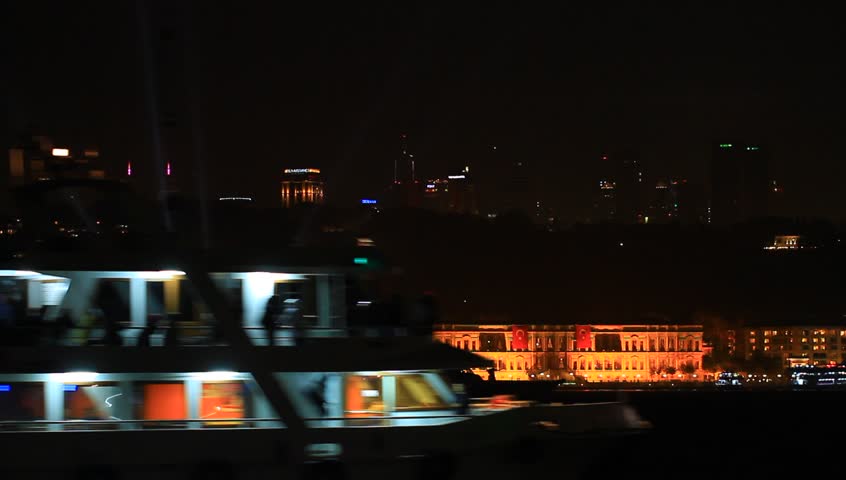 Bosphorus Night. Bosporus Sea on festival night in Istanbul, Turkey. 