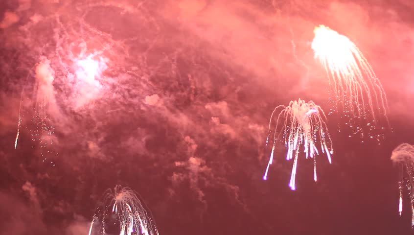 Amazing Fireworks. Colorful fireworks, full of fire and smoke. 