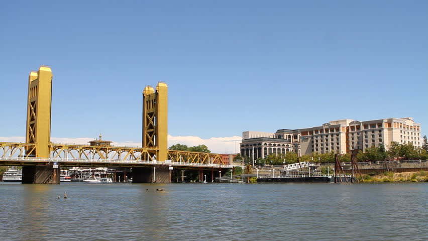 SACRAMENTO, CALIFORNIA, USA – AUGUST 22, 2013: Tower Bridge on August 22, 2013 in Sacramento, California spans the Sacramento River and is on the National Register of Historic Places.