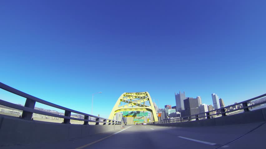 A view of Pittsburgh as you emerge from the Fort Pitt Tunnels. 