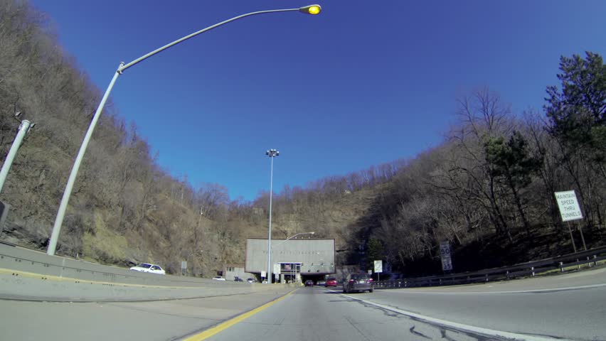 A driver's perspective of entering the Fort Pitt Tunnels in Pittsburgh, PA.
