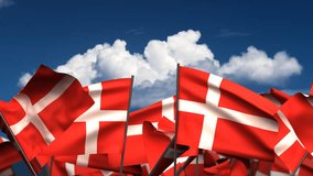 Waving Danish Flags (seamless & alpha channel)