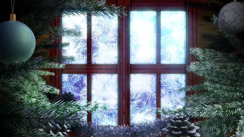 animated holiday christmas window winter landscape Stock Footage Video ...