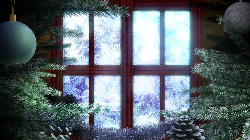 Animated Holiday Christmas Window with Stock Footage Video