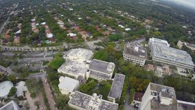 University of Miami and surrounding Coral Gables residential neighborhoods - Aerial video footage