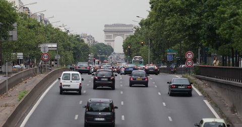 Paris Triumphal Arch an European Landmark with Champs-Elysees Boulevard and Place Charles De Gaulle ( Ultra High Definition, Ultra HD, UHD, 4K, 2160P, 4096x2160 )