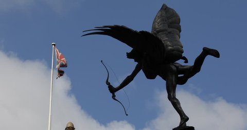 Piccadilly Circus Cupid Eros Bronze Statue Sculpture Angel Symbol Monument ( Ultra High Definition, Ultra HD, UHD, 4K, 2160P, 4096x2160 )