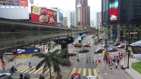 KUALA LUMPUR - DECEMBER 30: time lapse of traffic on Jalan Bukit Bintang in Kuala Lumpur City Centre Malaysia on 30 December 2013