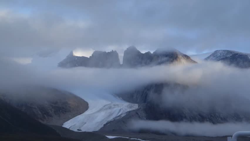 Landscape of a Greenland mountain range.