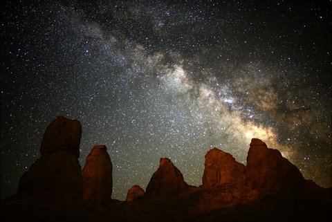 4K Astro Time Lapse of Milky Way Galaxy over Pinnacles during Sunrise -Full Frame-