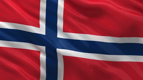 Flag of Norway waving in the wind. Seamless loop with high quality fabric material.