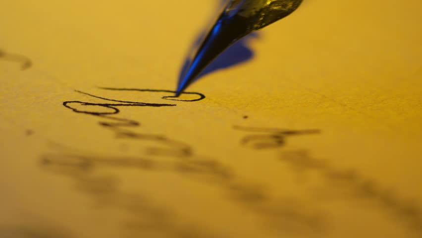 Antique Feather Fountain Pen Writing Stock Footage Video (100% Royalty