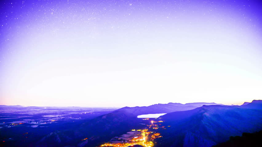 Milky way rising over small towns time lapse Victoria Australia