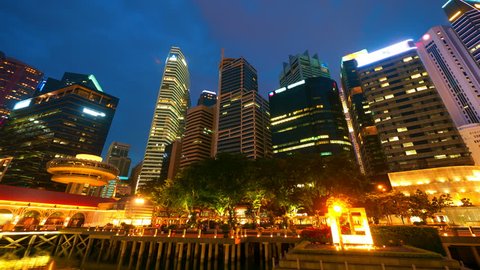 Singapore at night. 4k UHD, hyperlapse