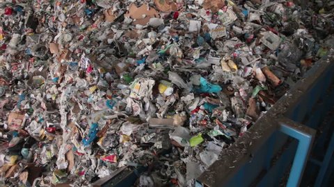 Recyclables Getting Pushed Into Beginning Recycle Stock Footage Video ...