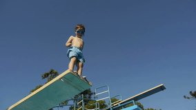 Boy jumping from springboard and diving in Swimming Pool -Slow Motion-
For videos about: swimming, pools, summer fun, vacation, getaways, underwater footage, kids, beating the heat, and exercise.