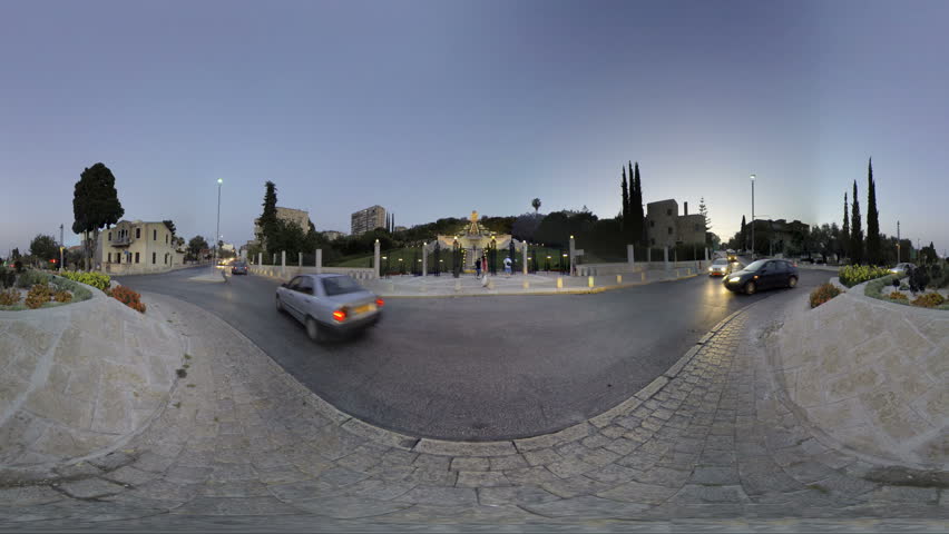 HAIFA, ISRAEL - CIRCA 2013: People drive their cars near Bahai Temple Gardens 4K UHD