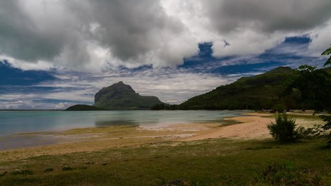 Beach Time Lapse At Le Morne, Mauritius / Time lapse showing moving clouds and clouds forming over a beach at Le Morne in Mauritius.