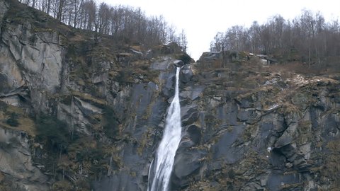 Waterfall in Foroglio, Ticino, in winter
