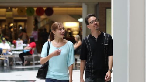 Man and woman shopping at the Mall 