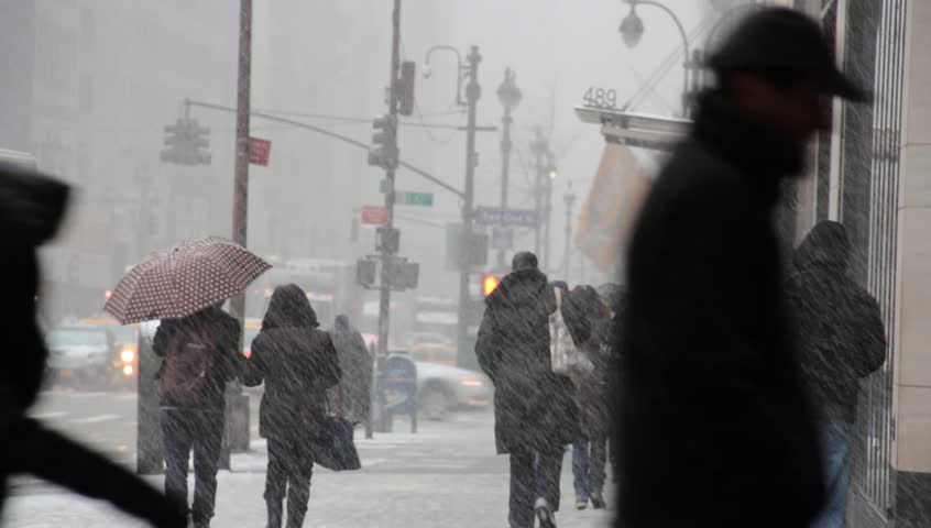 Snowstorm In New York City near public library Circa 2013 Royalty-Free Stock Footage #5375408