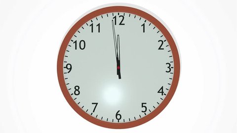 3d animated clock rewinding quickly over 24 hours