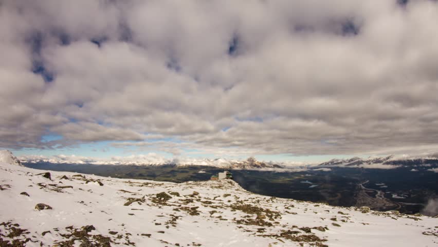 Time lapse shot of Cloudy day up on Whistlers Mountain in Jasper National Park