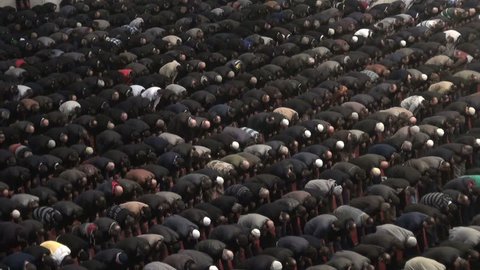 ANKARA, TURKEY - 22 NOVEMBER 2013: Muslim men are attending Friday prayer in the main mosque in Turkey's capital Ankara (Kocatepe)