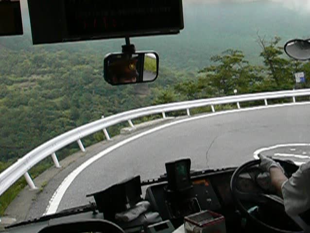 serpentine mountain road - view from bus