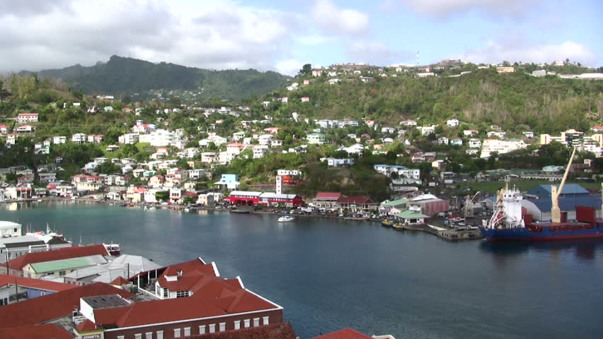 Harbor in Grenada with ships