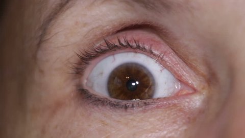 Macro of scared eye of middle aged female.