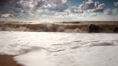water. Slow motion of big ocean wave