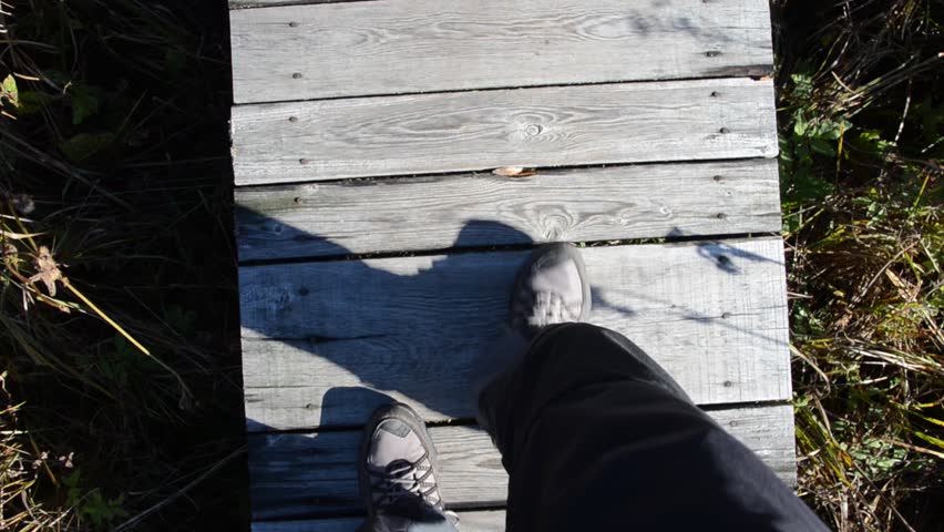hiking on wood