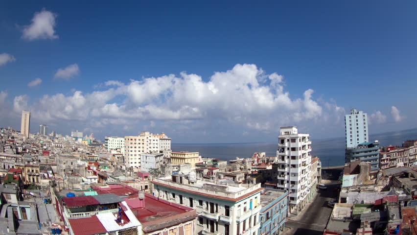 Timelapse of the Havana skyline and coast, Cuba