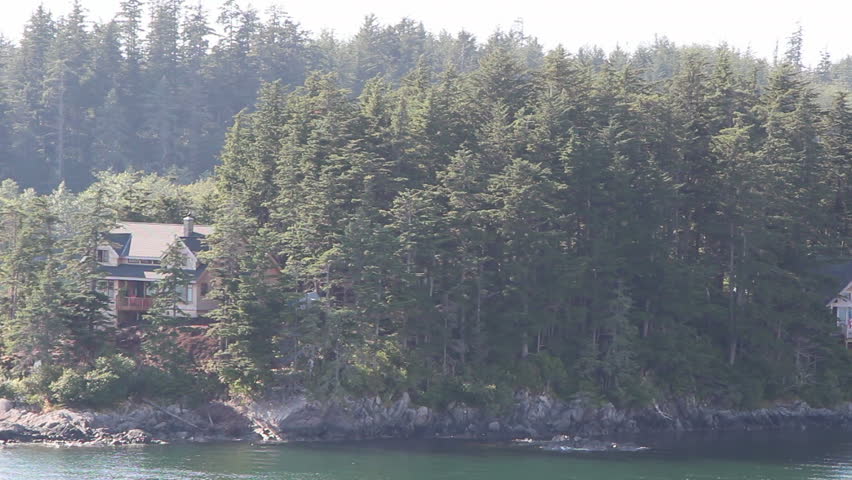 Sitka, Alaska Coastal Homes (Aerial View of Coastline)